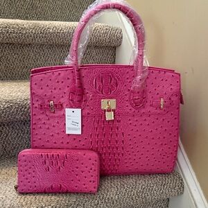 Hot Pink Women's Bag and Wallet Set